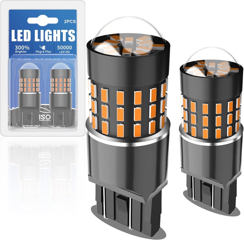 AUIMSOCO 7443 LED Turn Signal Bulbs Amber Yellow, 4000LM 300% Brighter, Plug and Play, Canbus-Ready, 7440 7441 7444 T20 W21W Replacement for Chevy Colorado(2015–2016–2017–2018–2019–2020–2021–2022), Pack of 2 - Image 1